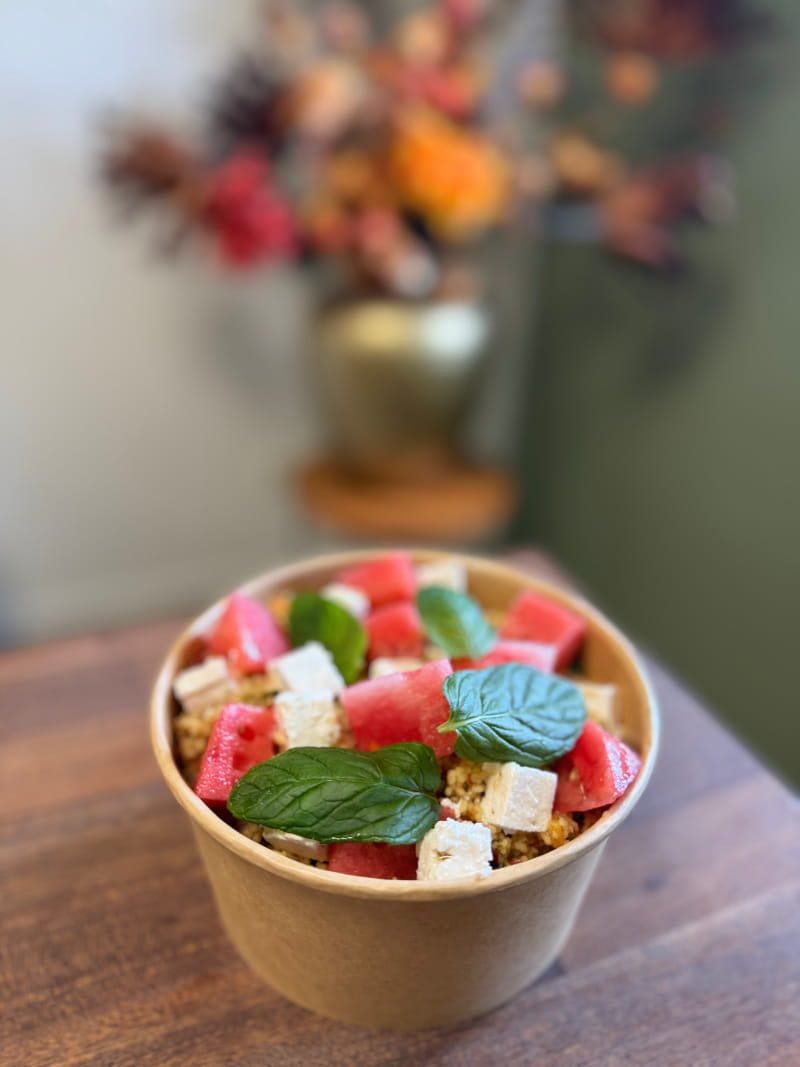 Taboulé salade met watermeloen en feta
